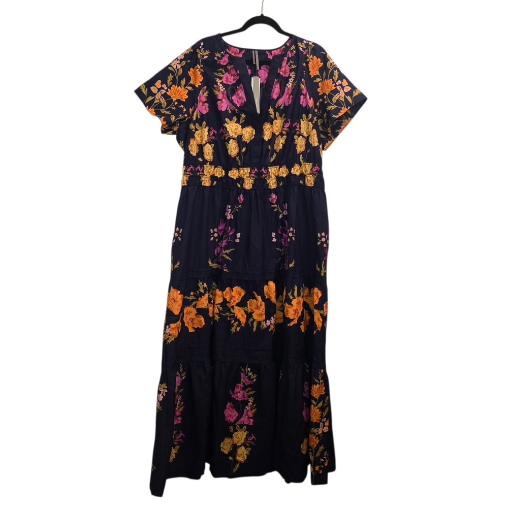 NWT Anthropologie The Somerset Maxi Dress Size 2X Navy Blue Blueberry Pockets - Picture 2 of 12